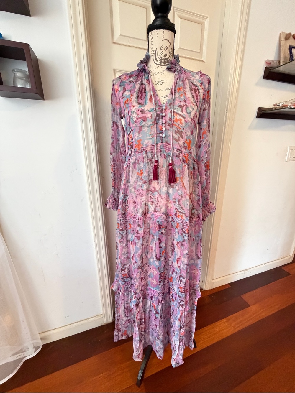Anthropologie The Marais Printed Chiffon Maxi Dress